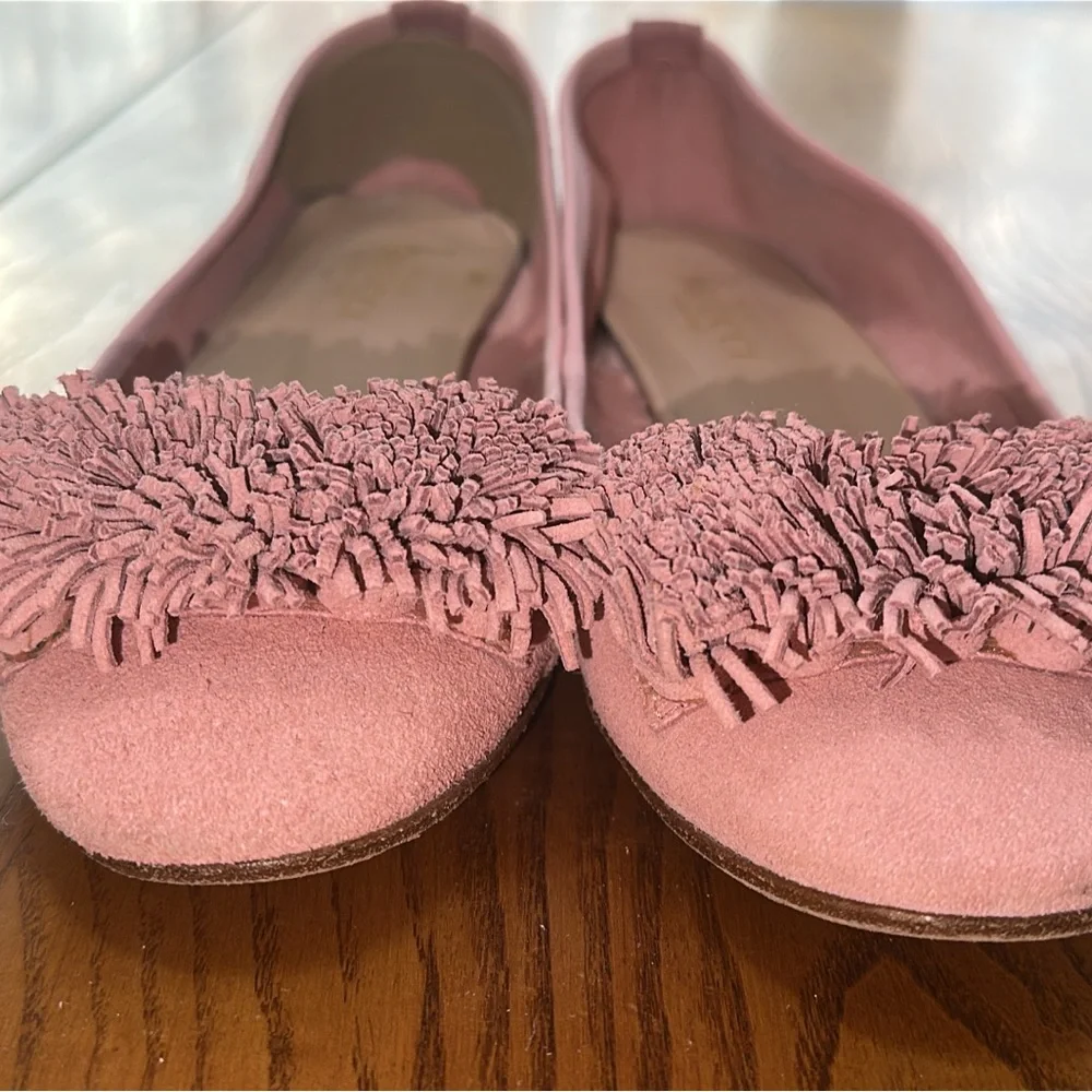 Sesto Meucci Pink Suede Loafers with Fringe size 8M - Picture 4 of 9